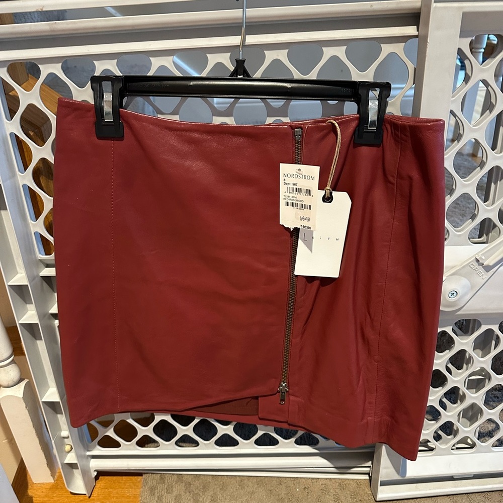 Leith leather mini skirt